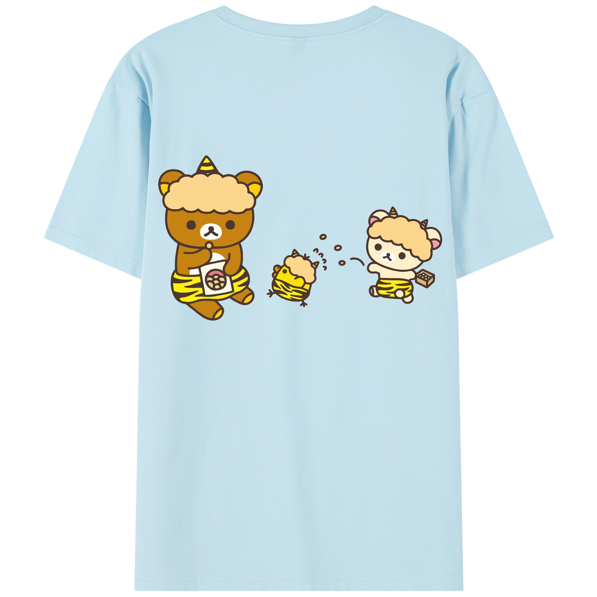 （画像用） リラックマ リラックマ キイロイトリ Rilakkuma Korilakkuma Kiiroitori 綿100％半袖Tシャツ（背面プリント）